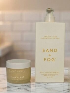 Sand & Fog Bundle: Vanilla Cake Body Wash / Shower Gel Plus Body Scrub